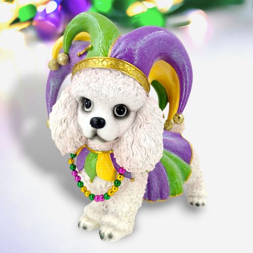 10in Mardi Gras Poodle Figurine